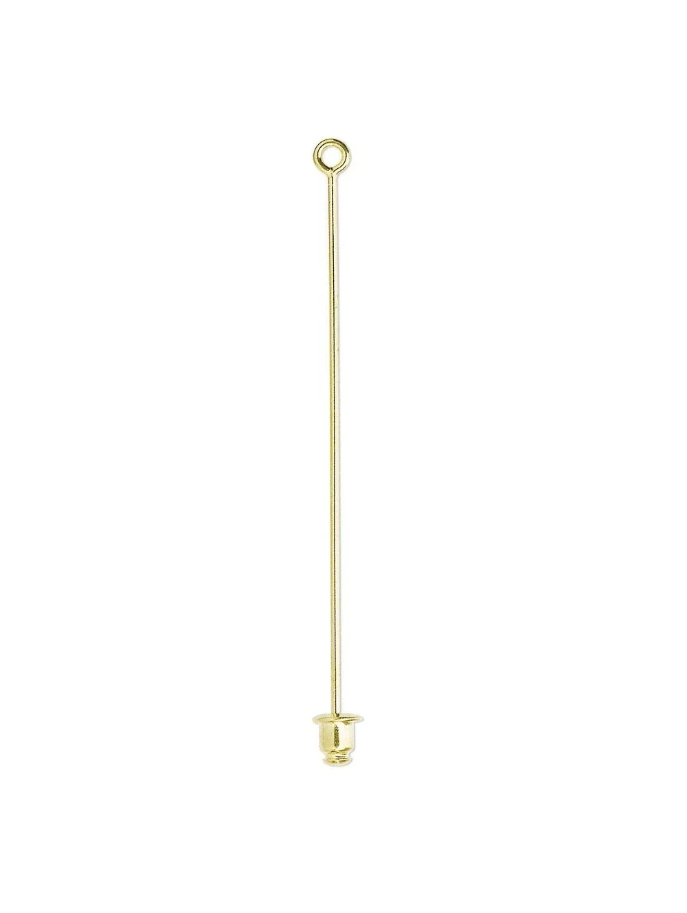 5 Gold 14K Plated Stick Pins Loop and Clutch Hat Lapel Brooch Bead Findings